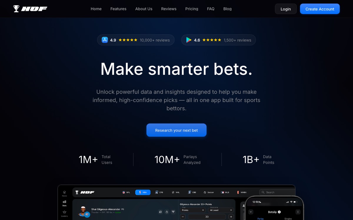 HOF Bets screenshot